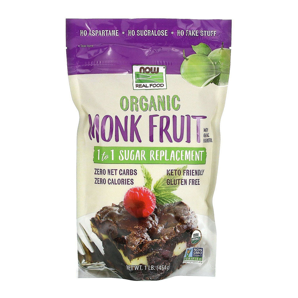 Now Real Foods Organic Monk Fruit, 1 to 1 Sugar Replacement, 16 Oz